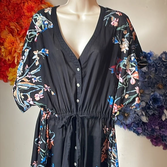 Free people button down cinch waist floral detail coverup dress - Picture 7 of 11